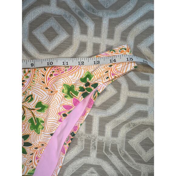 Aerie American Eagle Cheekiest Bikini Bottom Pink Paisley Size Large Swimwear - Picture 3 of 5